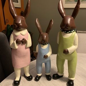 Bunnies/Rabbits deco-Ceramic-Family of 3- Perfect outdoor/indoor-So Cute-Rare